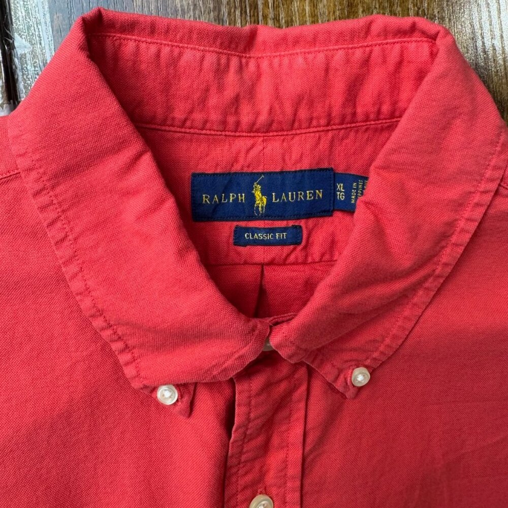 Ralph Lauren Classic Fit Button-Down Shirt XL Red NWT Cotton Polo - Picture 2 of 5